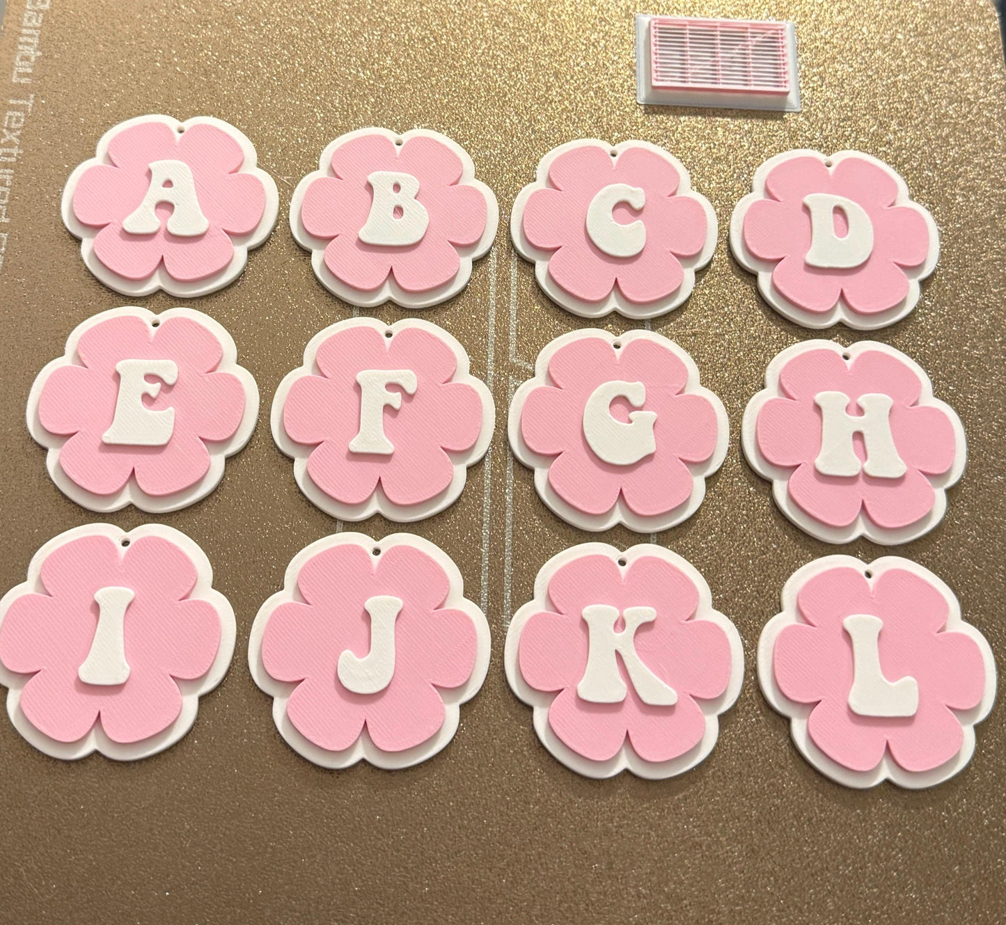 Personalized Flower Letter Keychain | Custom Initial Key Ring | 3D Printed Floral Alphabet Charm