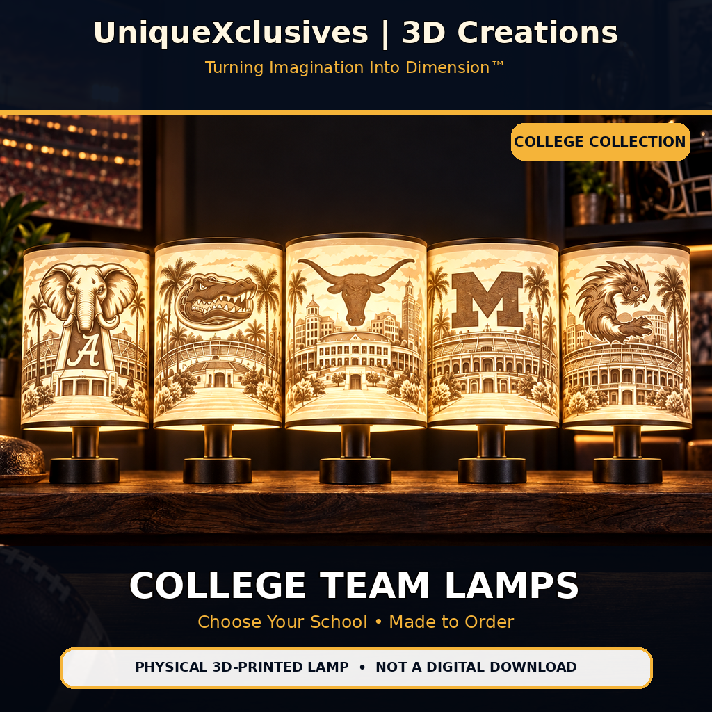Custom College Football Lithophane Lamp – 3D Printed Sports Décor | UniqueXclusives