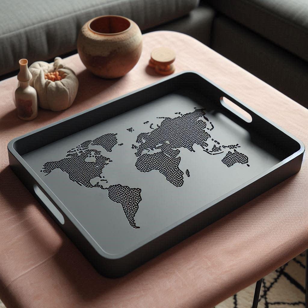 Coffee Table Organizer, Modern Travel Decor Tray