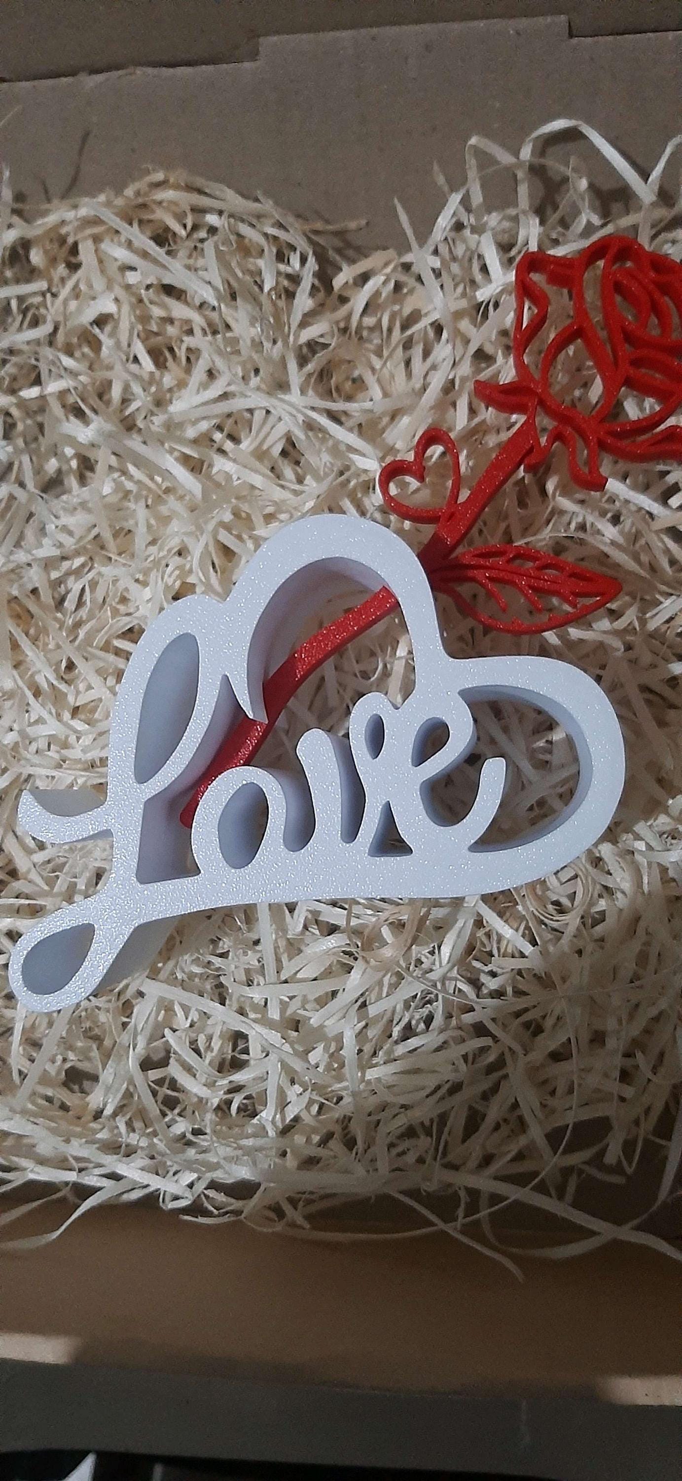 3D Printed “Love & Rose” Heart Sculpture