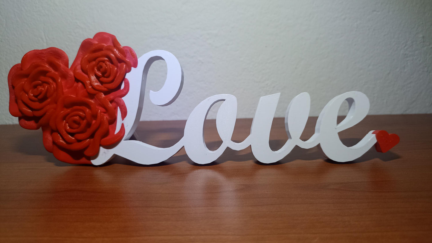 3D Printed LOVE Rose Sign
