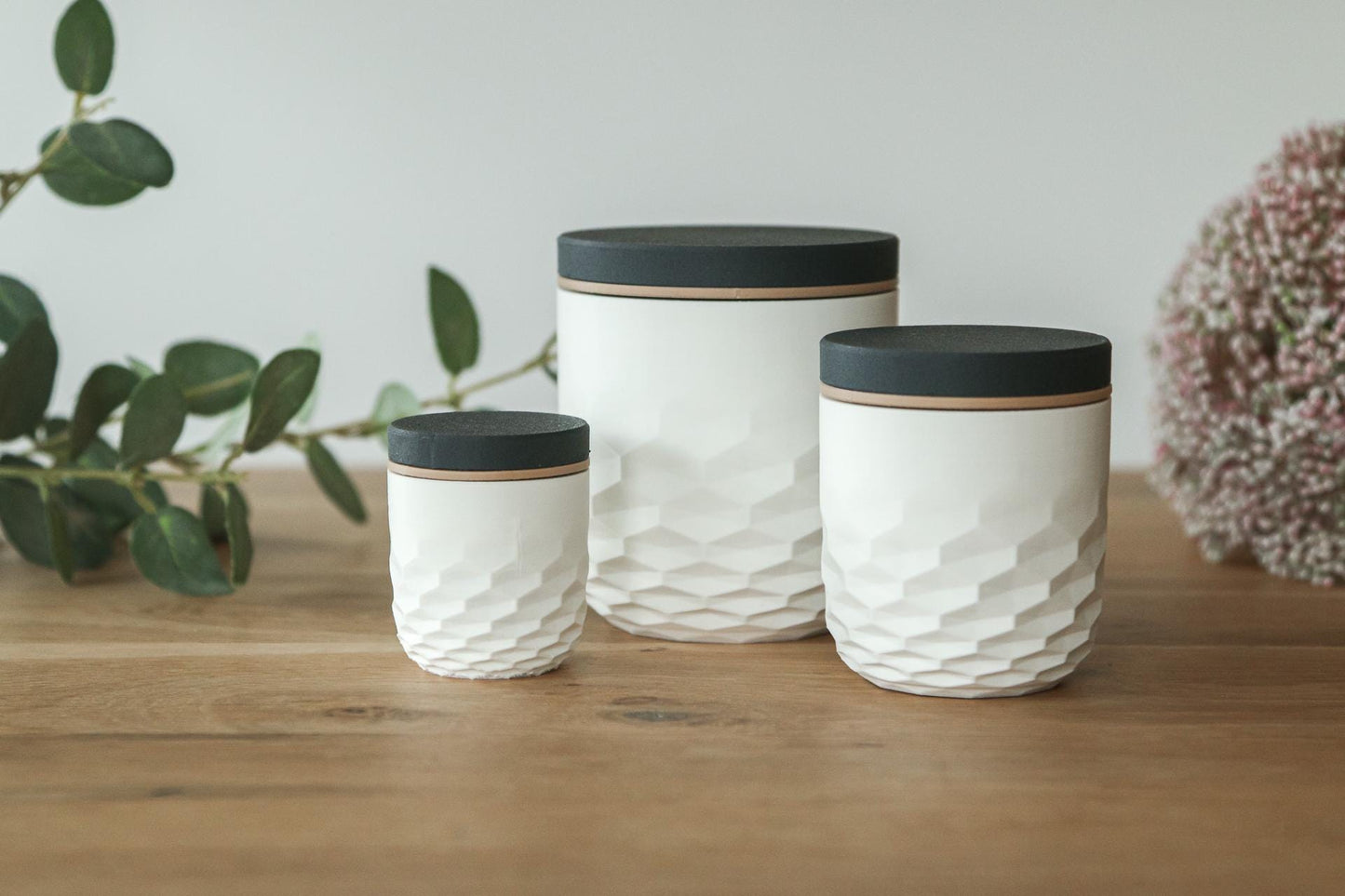 Textured Bathroom Canisters with Lids