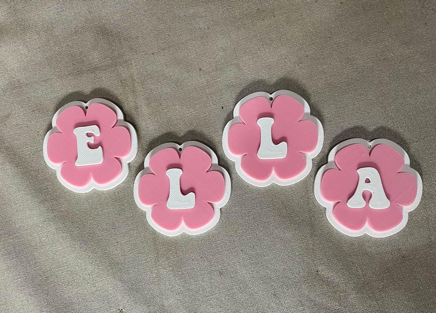 Personalized Flower Letter Keychain | Custom Initial Key Ring | 3D Printed Floral Alphabet Charm