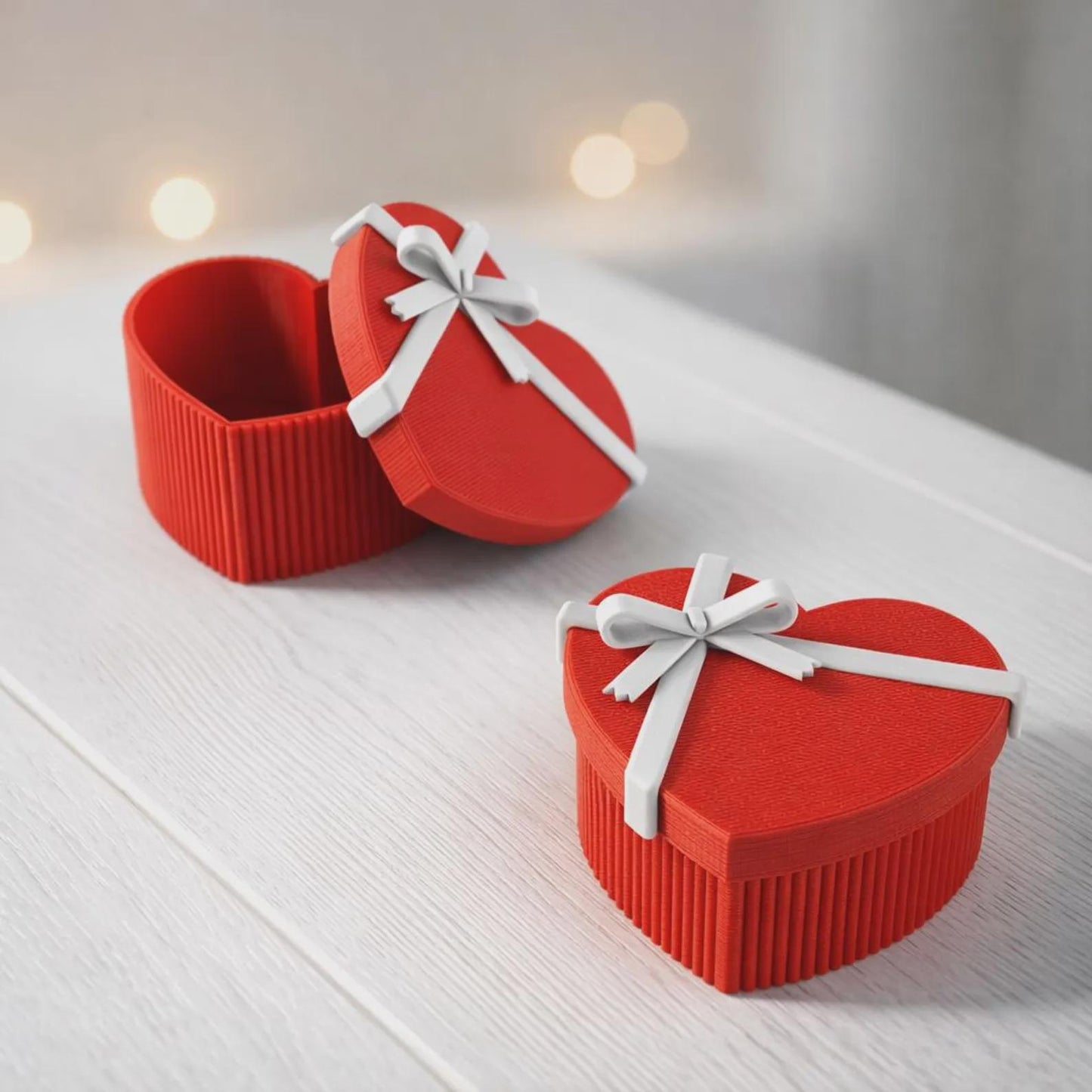Heart Gift Box with Bow| Valentine Ribbon Lid Style | Jewelry & Small Gift Storage