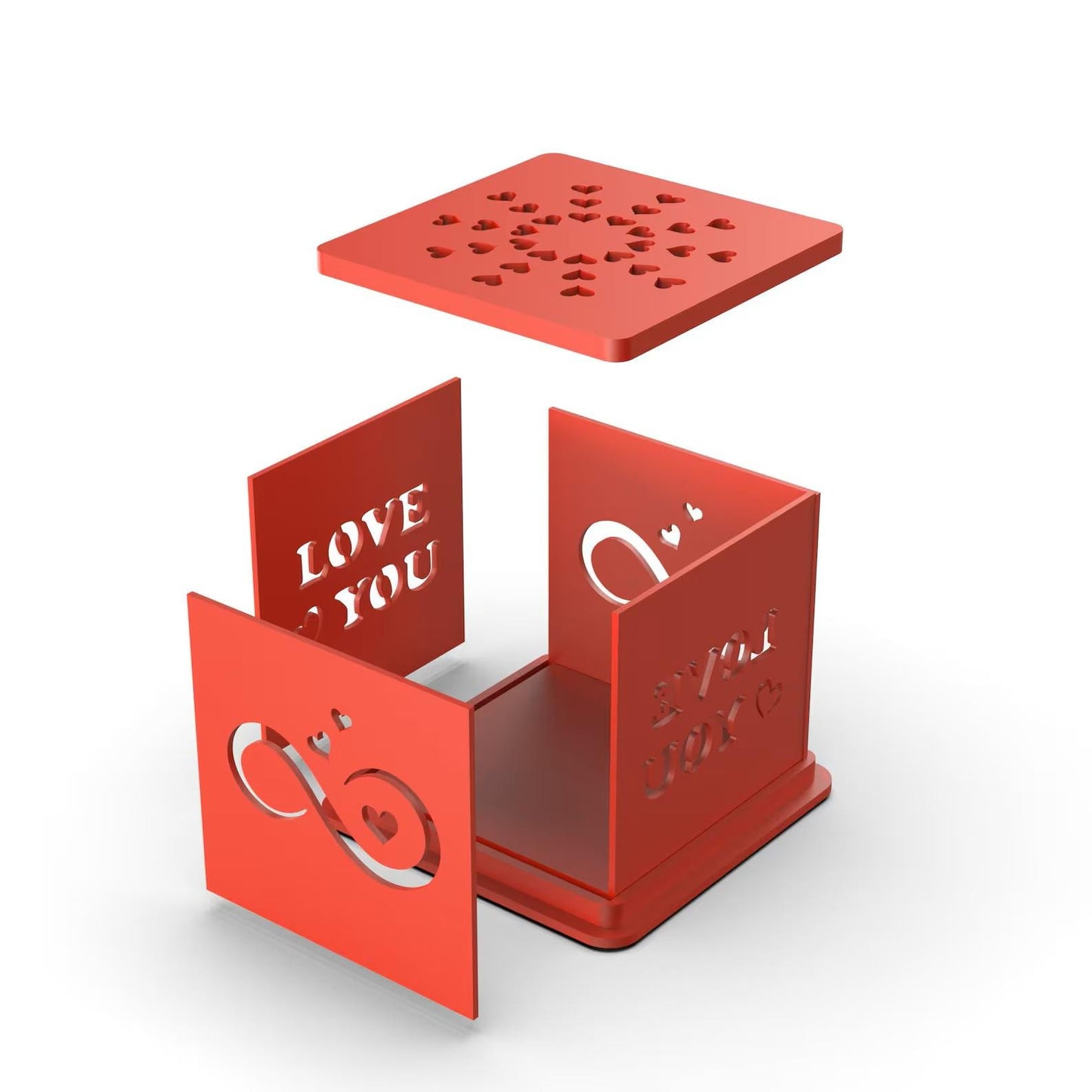 Love Light Box Candle Holder | Romantic Shadow LED & Tealight Decor Lamp