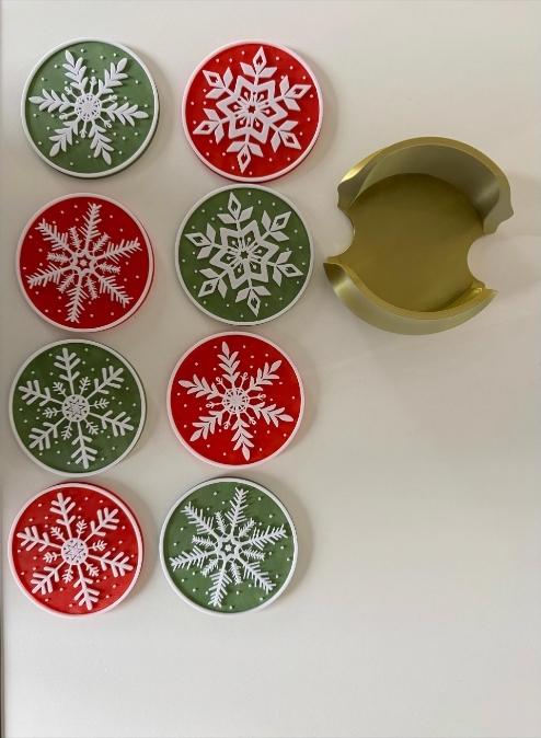 Snowflake Holiday Coasters, Set of 4