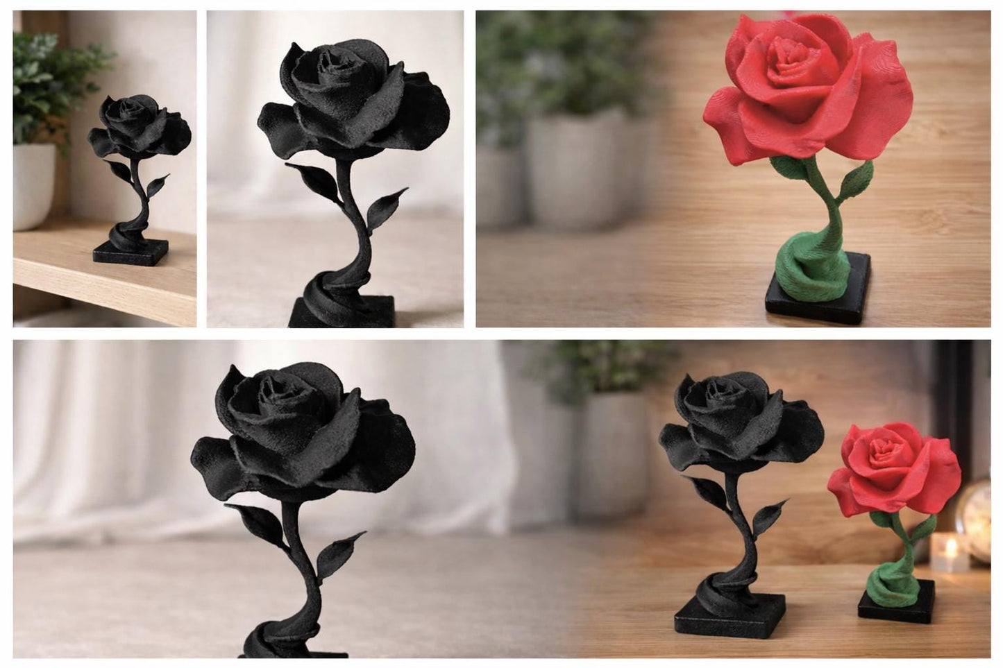 Black Rose Sculpture STL File