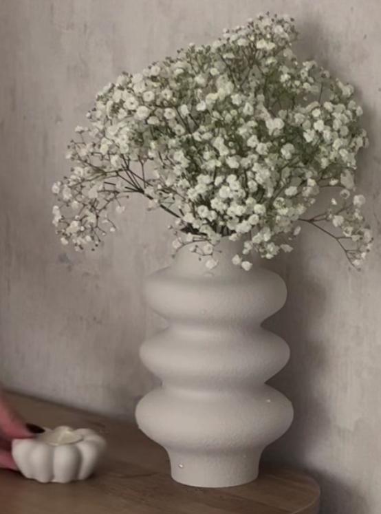 Modern Pebble Vase, Matte White, Organic Design
