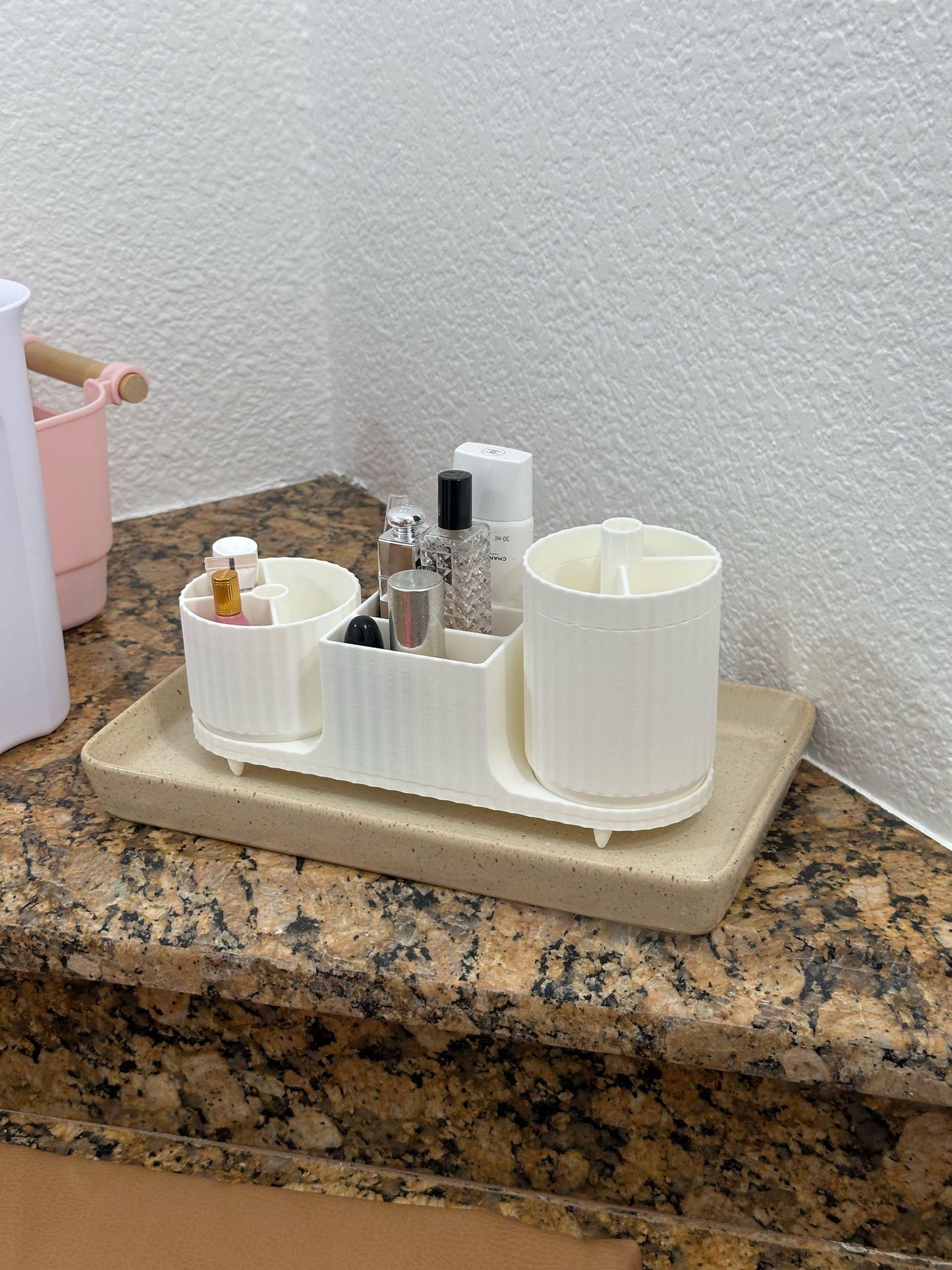 3D Printed Bathroom Organizer | Makeup & Vanity Storage Tray | Modern Cosmetic Holder | Countertop Organizer | Gift for Her