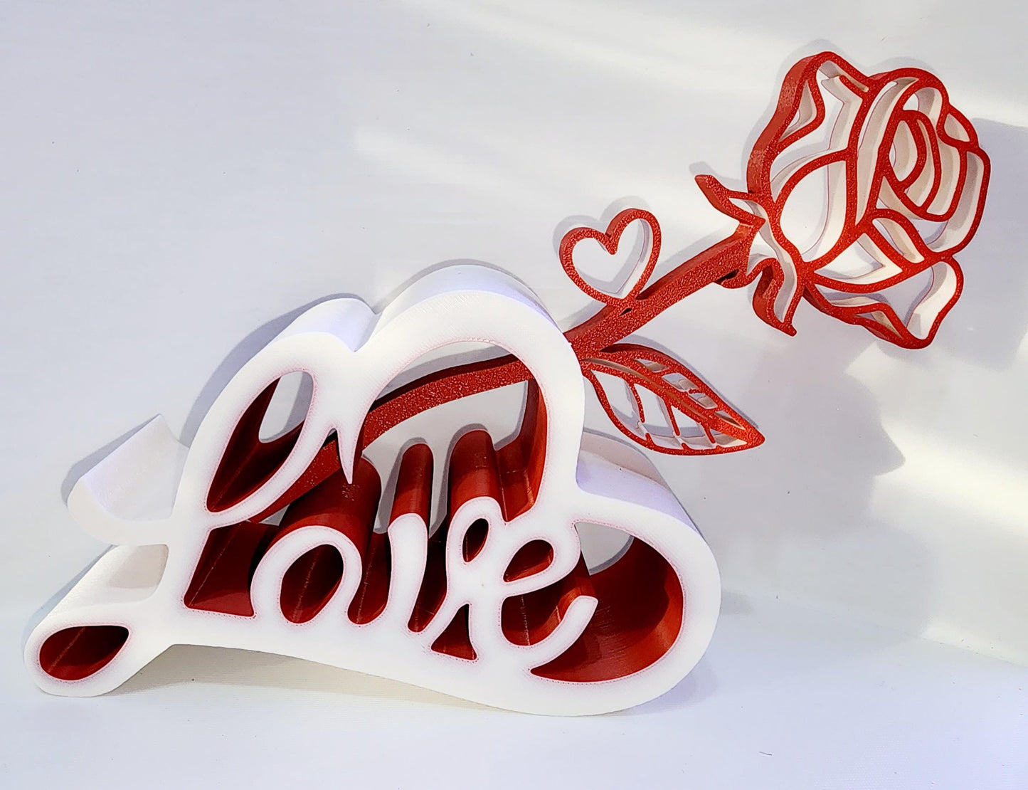 3D Printed “Love & Rose” Heart Sculpture