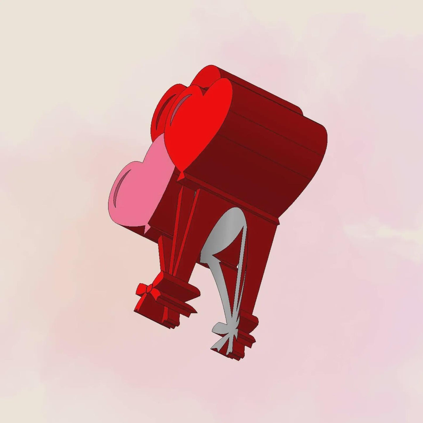 Valentine's Day, Balloons, Airy Hearts, Straw Topper