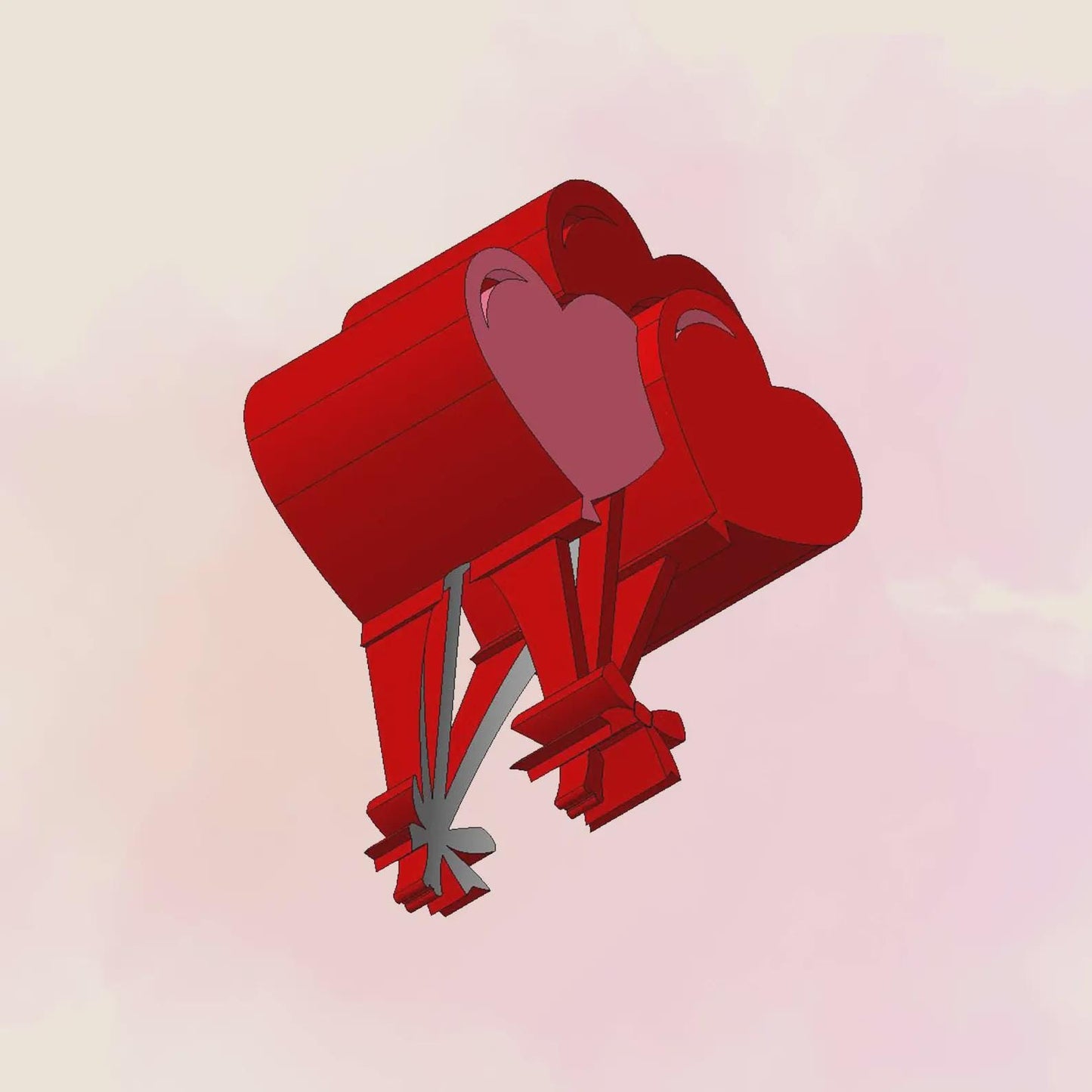 Valentine's Day, Balloons, Airy Hearts, Straw Topper