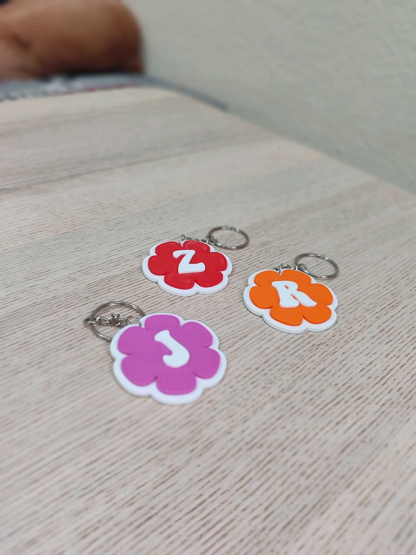 Personalized Flower Letter Keychain | Custom Initial Key Ring | 3D Printed Floral Alphabet Charm