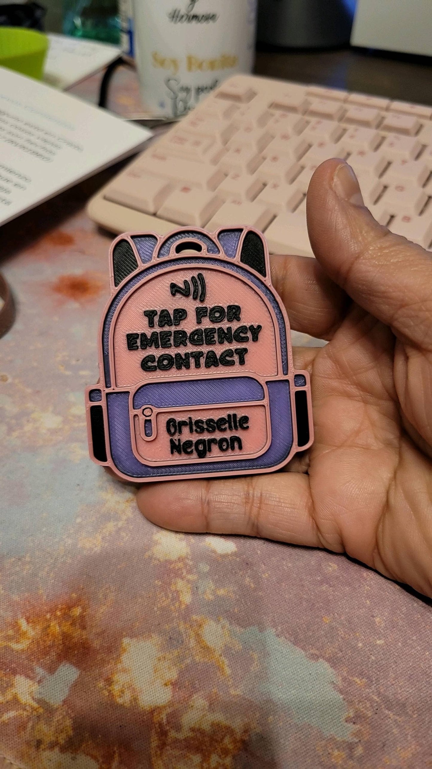 Personalized NFC Backpack Emergency Contact Tag | Kids Safety ID Tag | Tap for Emergency Contact | School Bag, Daycare & Travel Safety Tag