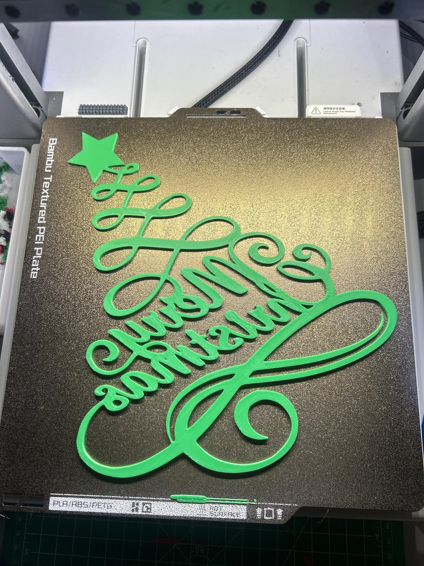 3D Printed Merry Christmas Script Tree Decor - Holiday Wall Sign