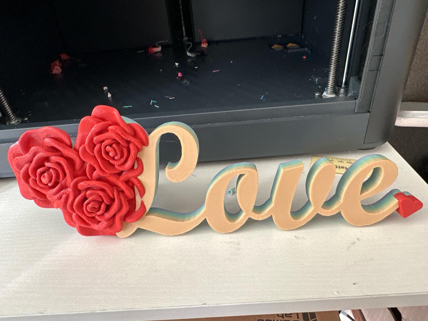 3D Printed LOVE Rose Sign