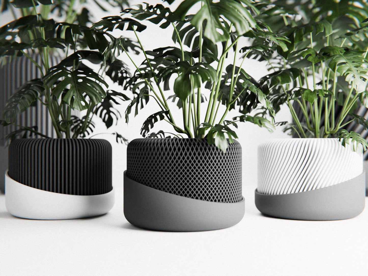 3D Printed Textured Flowerpot with Drainage