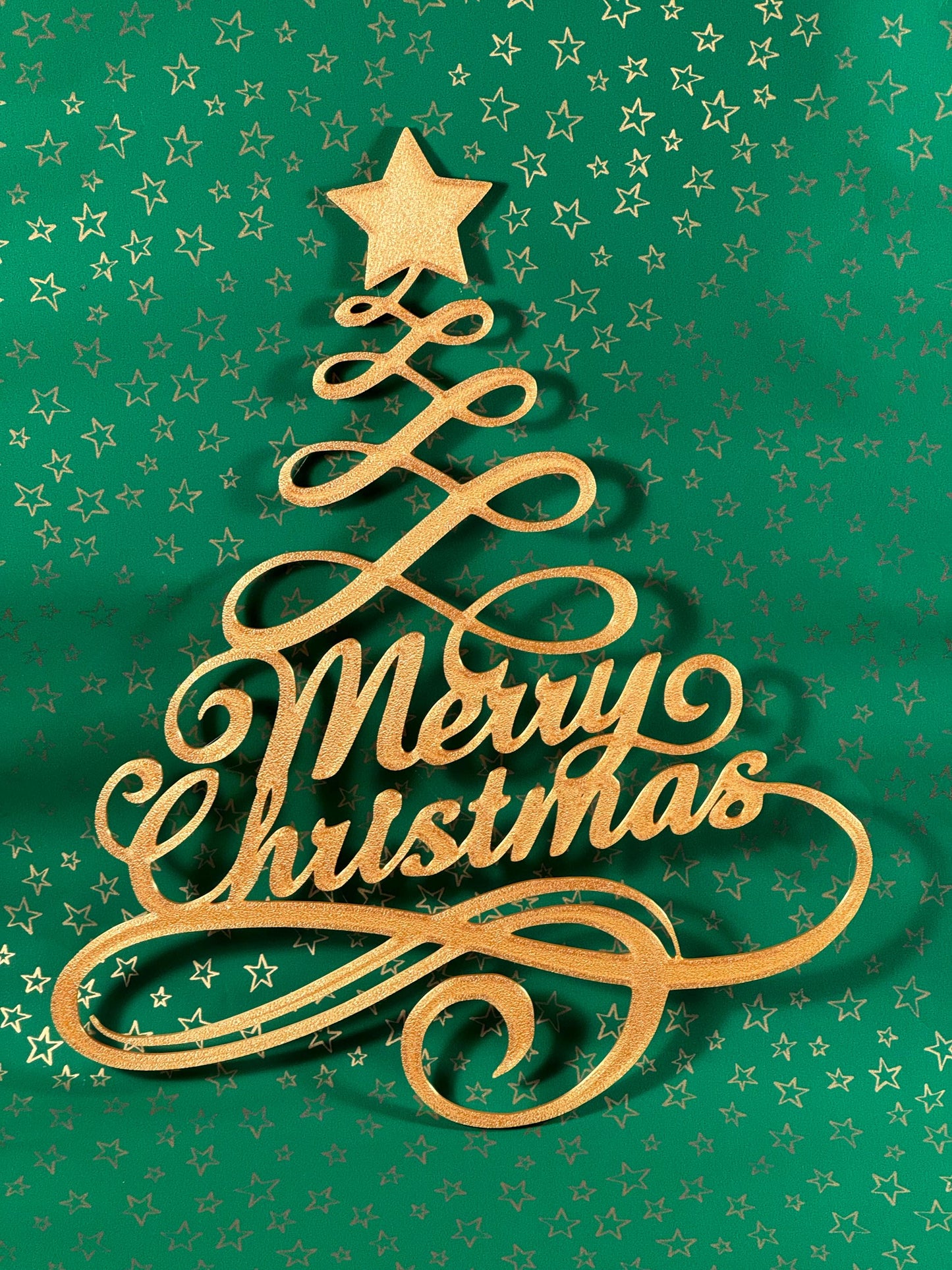 3D Printed Merry Christmas Script Tree Decor - Holiday Wall Sign