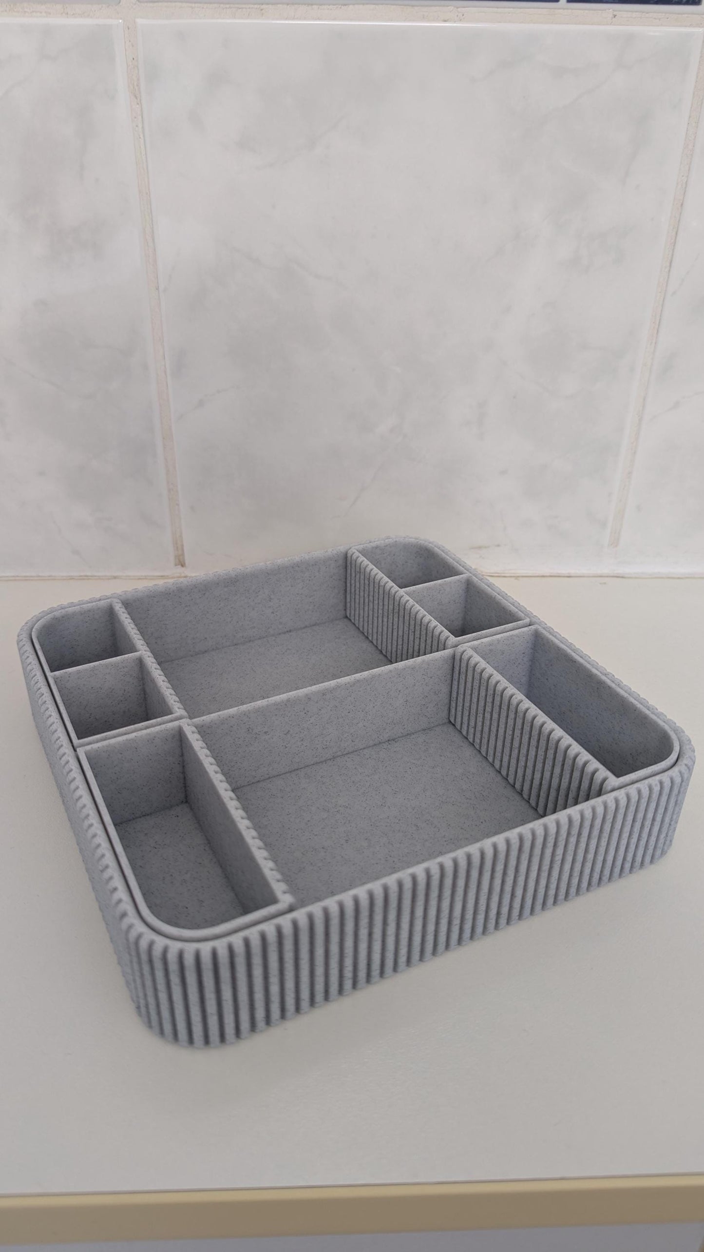 3D Printed Bathroom & Makeup Organizer | Modern Vanity Storage Tray | Desk, Office or Cosmetic Holder | Minimal Home Organization