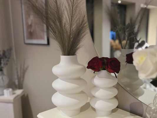 Modern Pebble Vase, Matte White, Organic Design