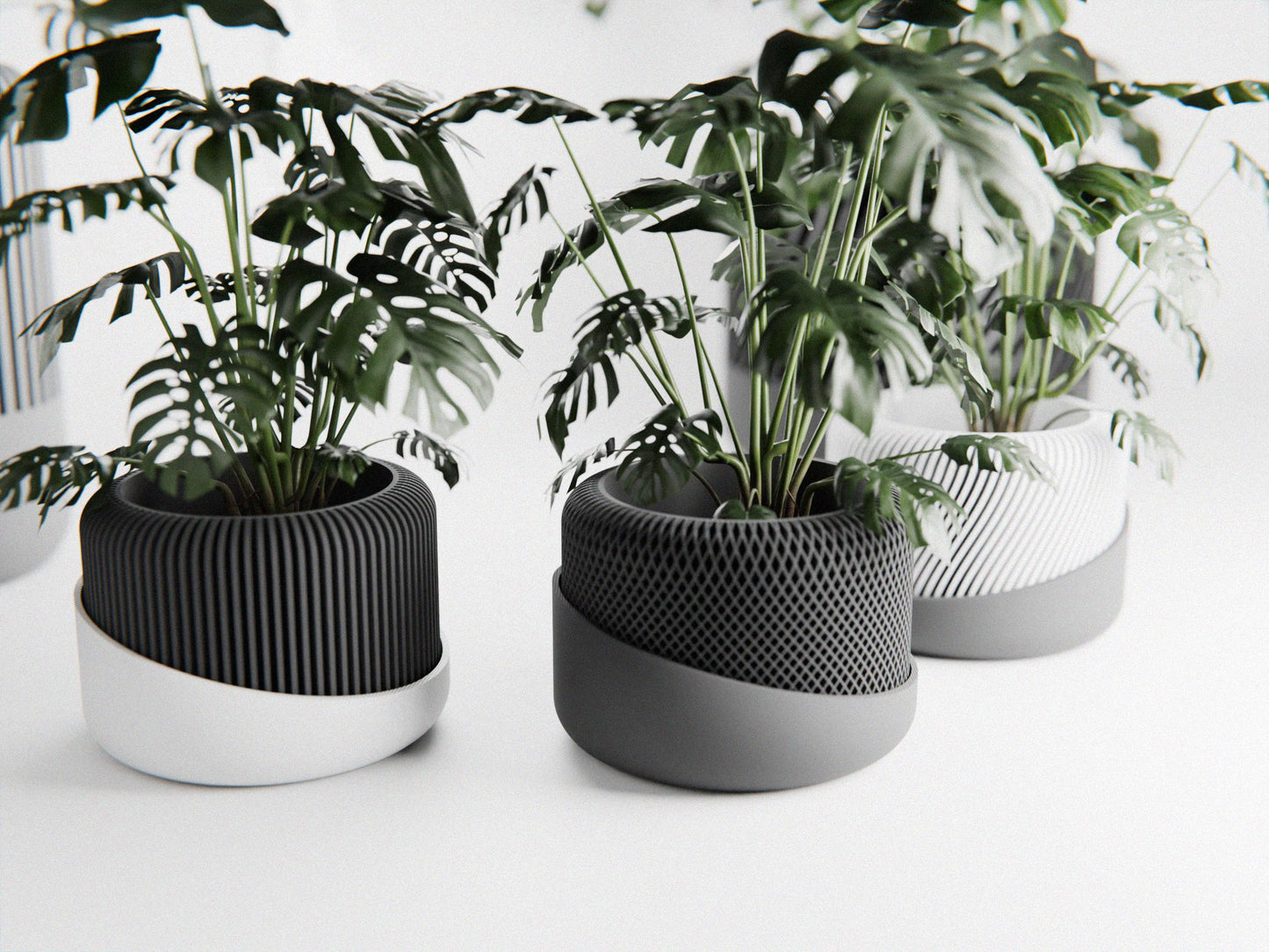 3D Printed Textured Flowerpot with Drainage