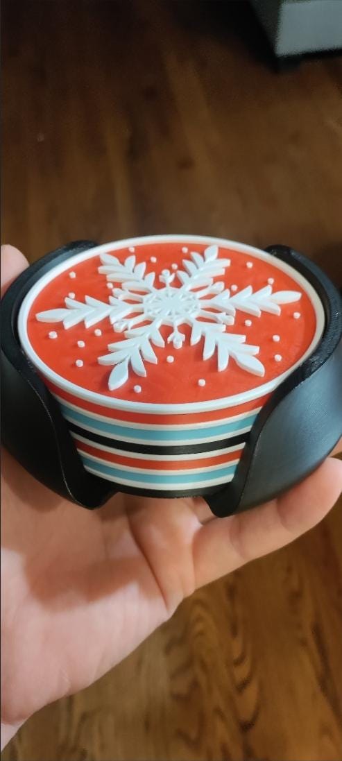 Snowflake Holiday Coasters, Set of 4