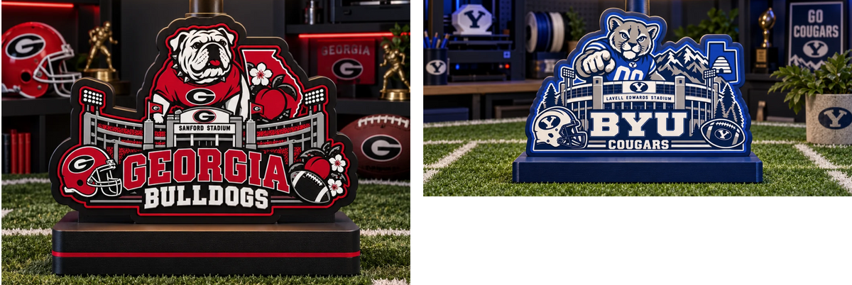 Custom College Football Lithophane Lamp – 3D Printed Sports Décor | UniqueXclusives