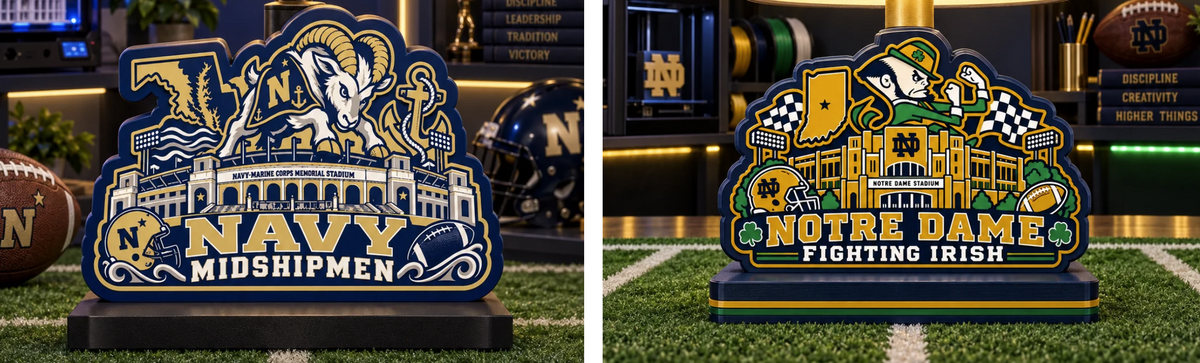 Custom College Football Lithophane Lamp – 3D Printed Sports Décor | UniqueXclusives