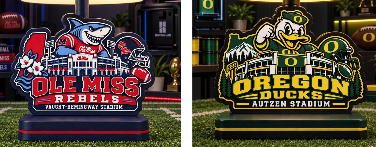 Custom College Football Lithophane Lamp – 3D Printed Sports Décor | UniqueXclusives