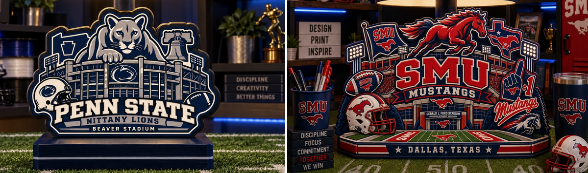 Custom College Football Lithophane Lamp – 3D Printed Sports Décor | UniqueXclusives