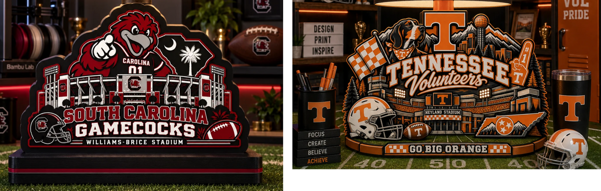 Custom College Football Lithophane Lamp – 3D Printed Sports Décor | UniqueXclusives