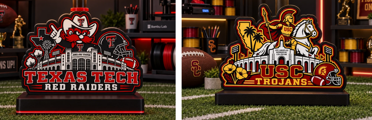 Custom College Football Lithophane Lamp – 3D Printed Sports Décor | UniqueXclusives