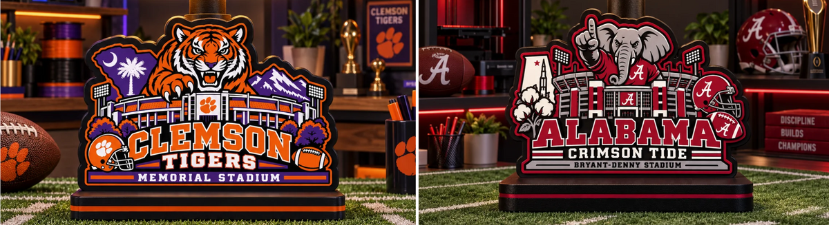 Custom College Football Lithophane Lamp – 3D Printed Sports Décor | UniqueXclusives