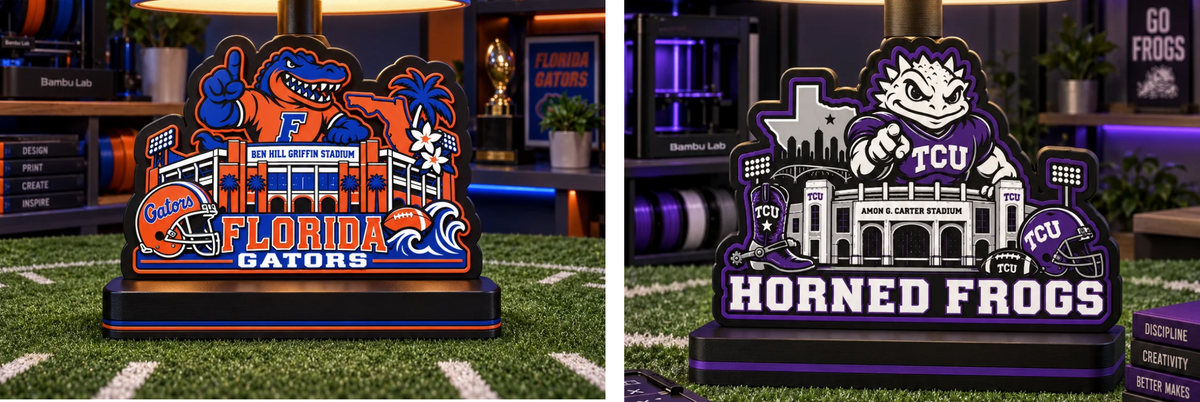 Custom College Football Lithophane Lamp – 3D Printed Sports Décor | UniqueXclusives