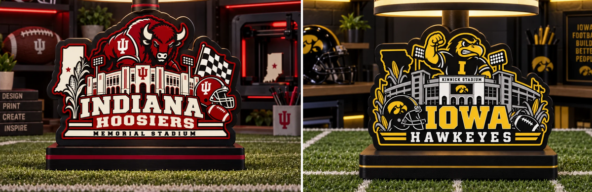 Custom College Football Lithophane Lamp – 3D Printed Sports Décor | UniqueXclusives