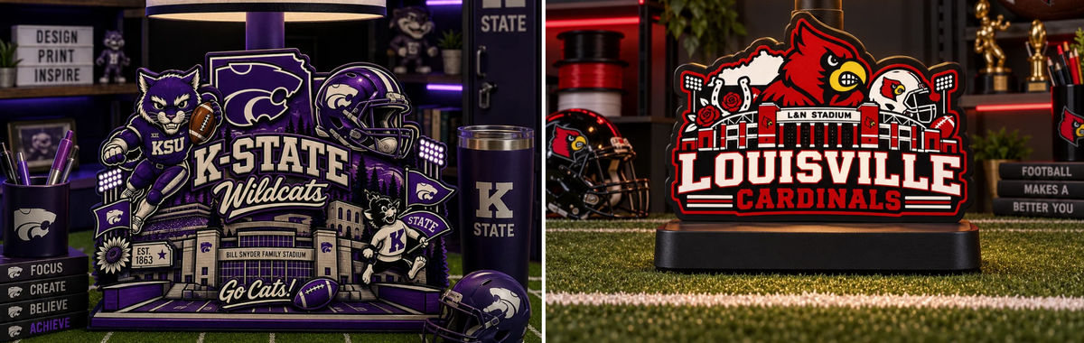 Custom College Football Lithophane Lamp – 3D Printed Sports Décor | UniqueXclusives