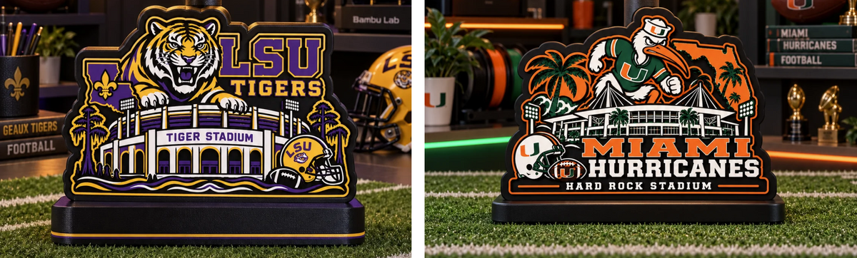 Custom College Football Lithophane Lamp – 3D Printed Sports Décor | UniqueXclusives
