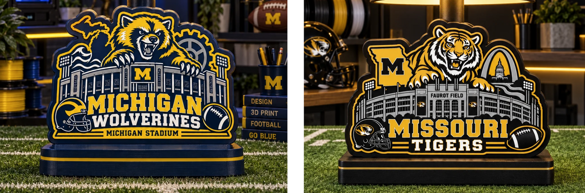 Custom College Football Lithophane Lamp – 3D Printed Sports Décor | UniqueXclusives