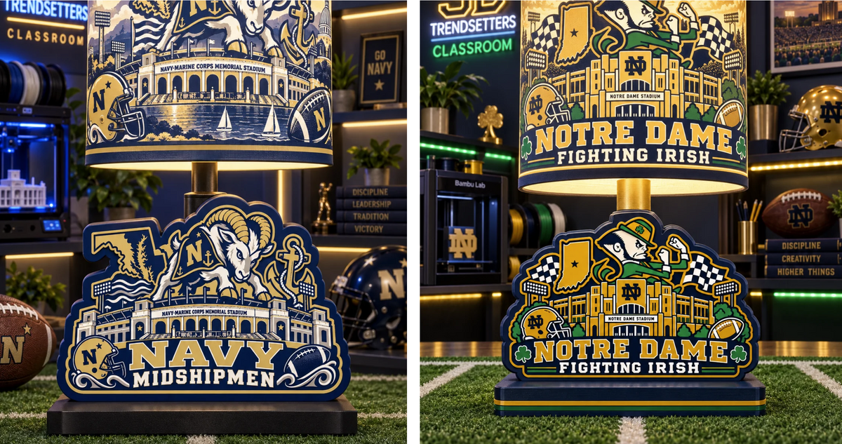 Custom College Football Lithophane Lamp – 3D Printed Sports Décor | UniqueXclusives