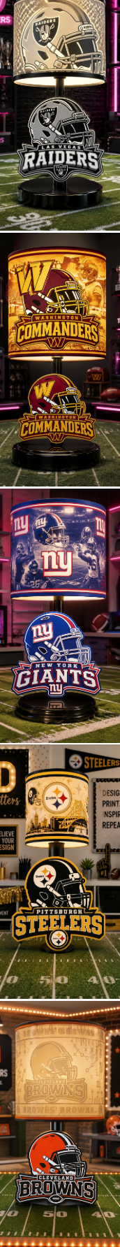 Custom Professional Football Lithophane Lamp | 3D Printed Professional Team-Inspired Lampshade & Football Base | Personalized Sports Gift for Game Room