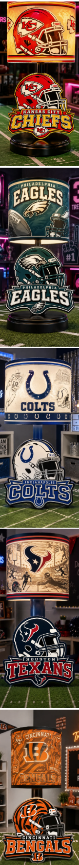 Custom Professional Football Lithophane Lamp | 3D Printed Professional Team-Inspired Lampshade & Football Base | Personalized Sports Gift for Game Room