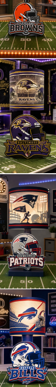 Custom Professional Football Lithophane Lamp | 3D Printed Professional Team-Inspired Lampshade & Football Base | Personalized Sports Gift for Game Room