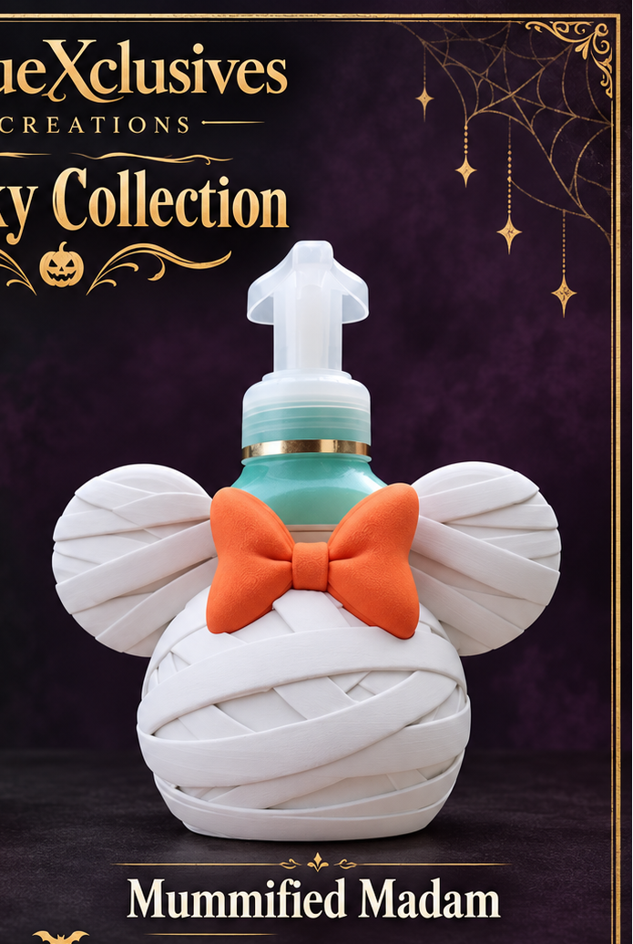 Mummy Mouse Ear Foaming Soap Holder for Bath & Body Works, Orange Bow, Halloween Bathroom Decor