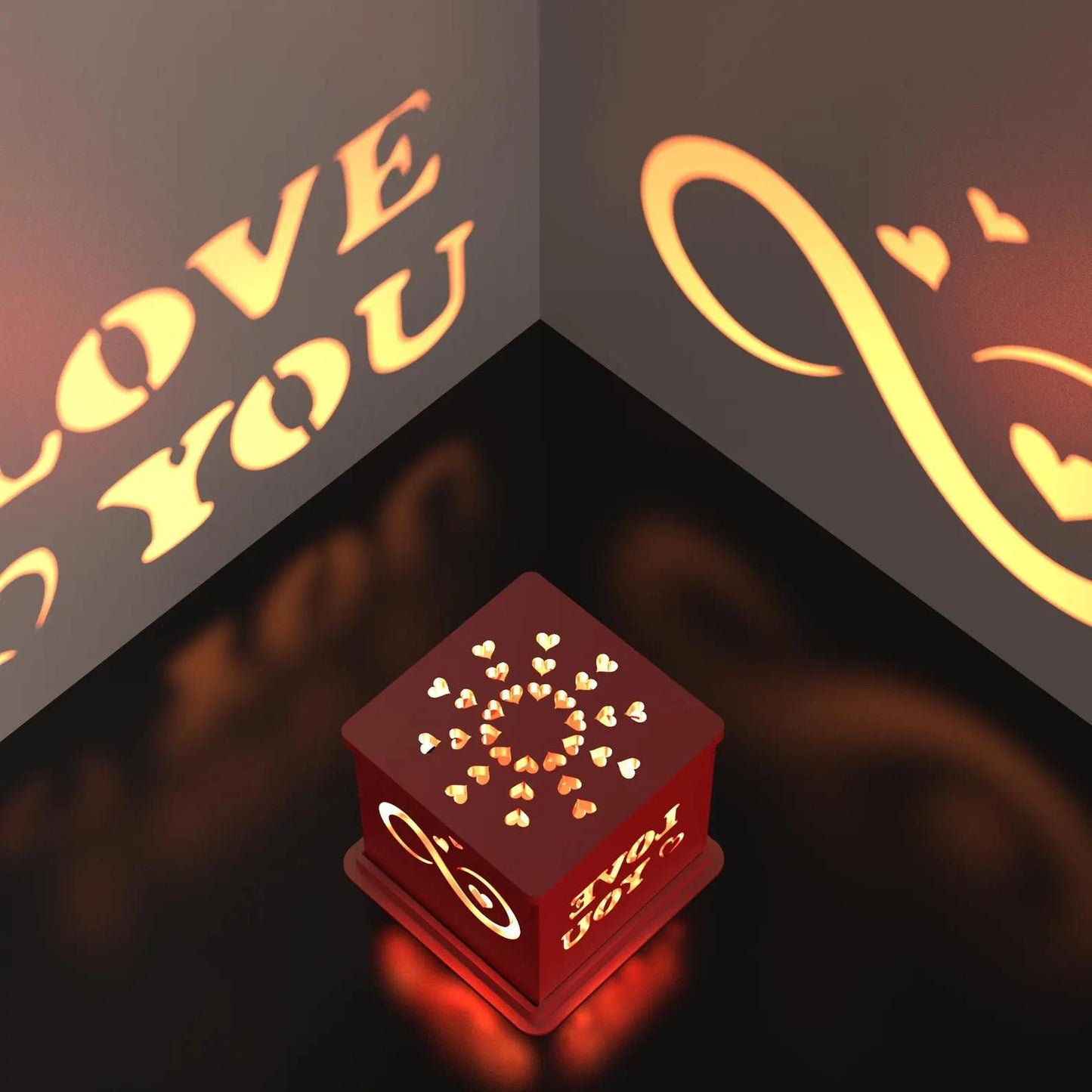 Love Light Box Candle Holder | Romantic Shadow LED & Tealight Decor Lamp