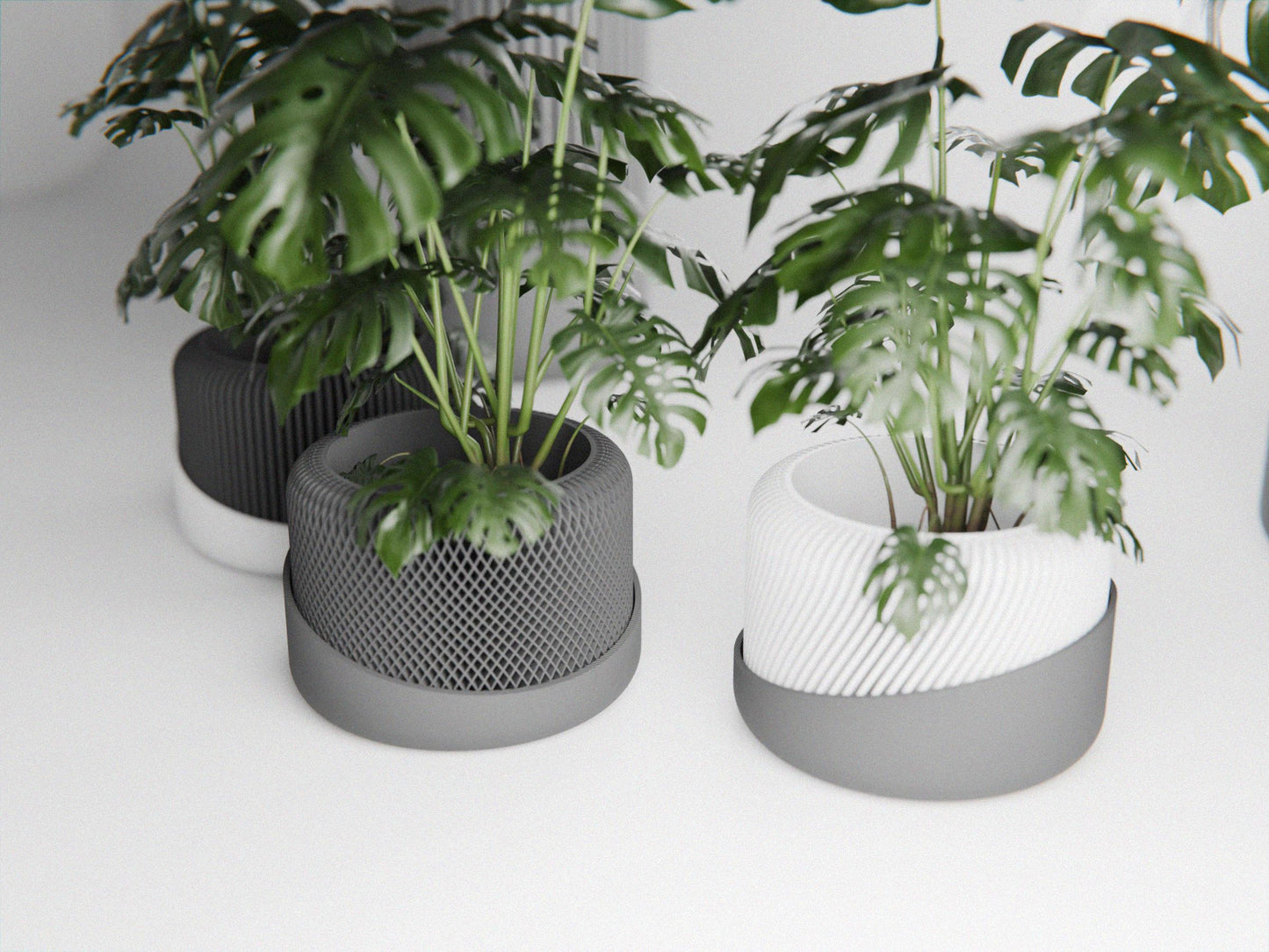 3D Printed Textured Flowerpot with Drainage