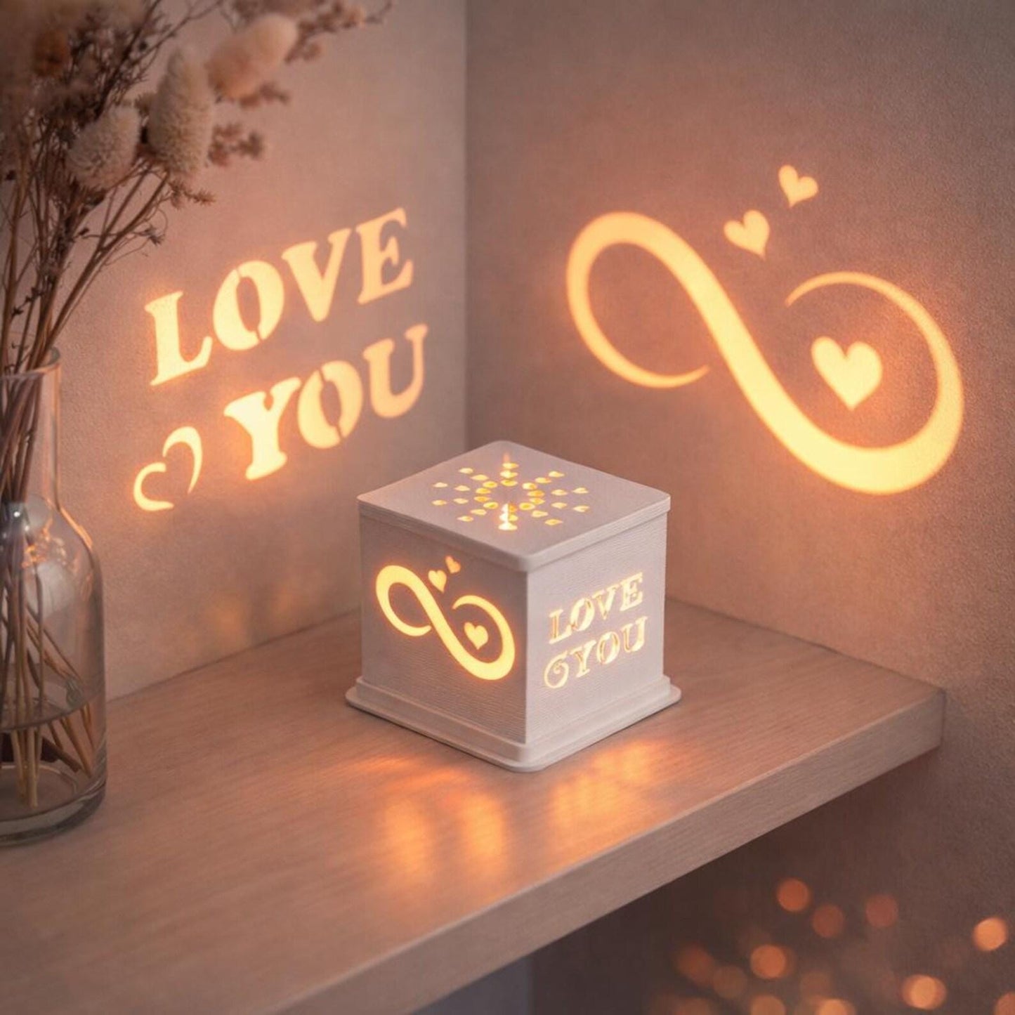 Love Light Box Candle Holder | Romantic Shadow LED & Tealight Decor Lamp
