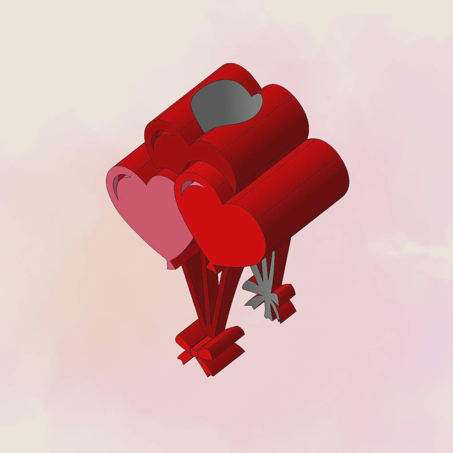 Valentine's Day, Balloons, Airy Hearts, Straw Topper