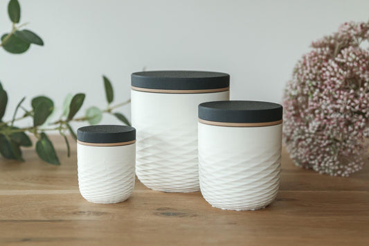 Textured Bathroom Canisters with Lids