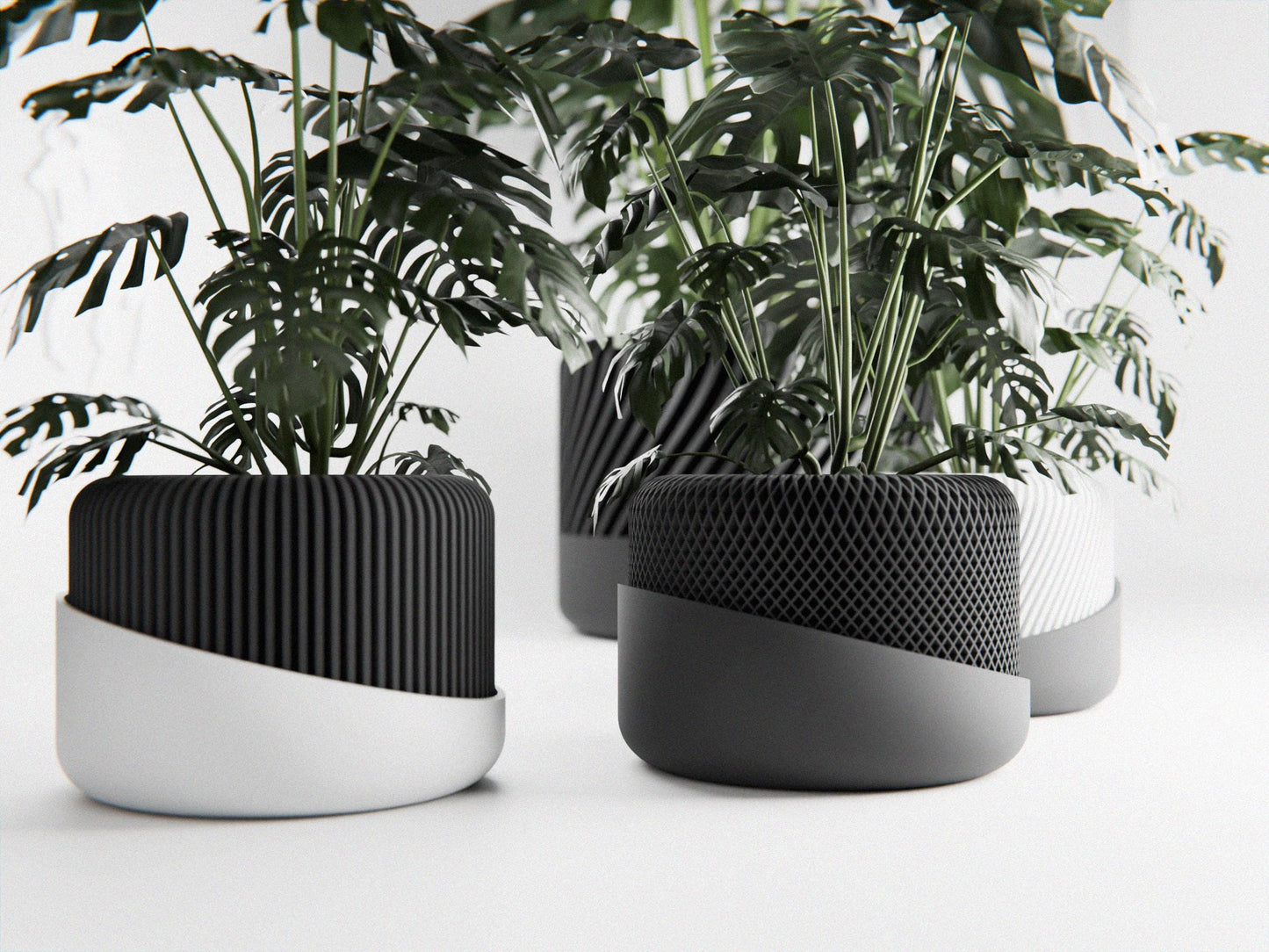 3D Printed Textured Flowerpot with Drainage