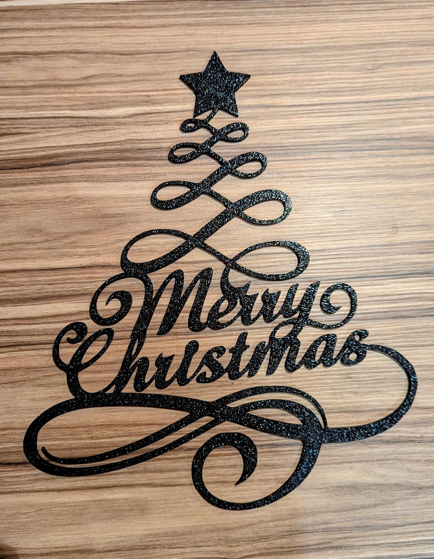 3D Printed Merry Christmas Script Tree Decor - Holiday Wall Sign